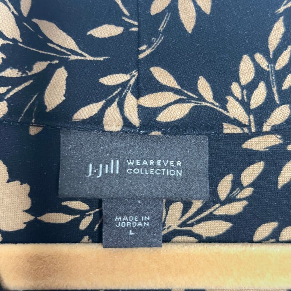 J. JILL Wearever Double-Face Jersey Fit Flare Dress Black Subtle Floral Tan U24 - Picture 5 of 6